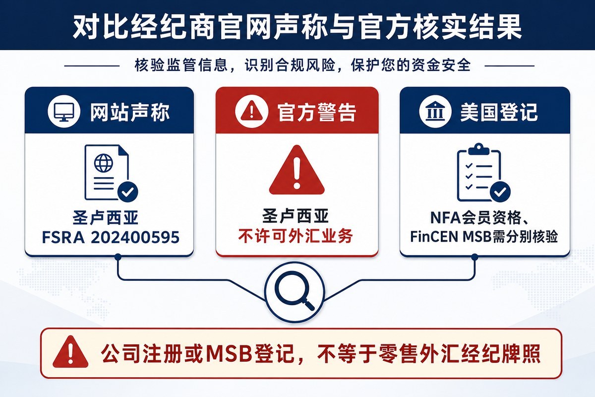 Invadigm圣卢西亚FSRA、美国NFA及FinCEN MSB监管声称核验图