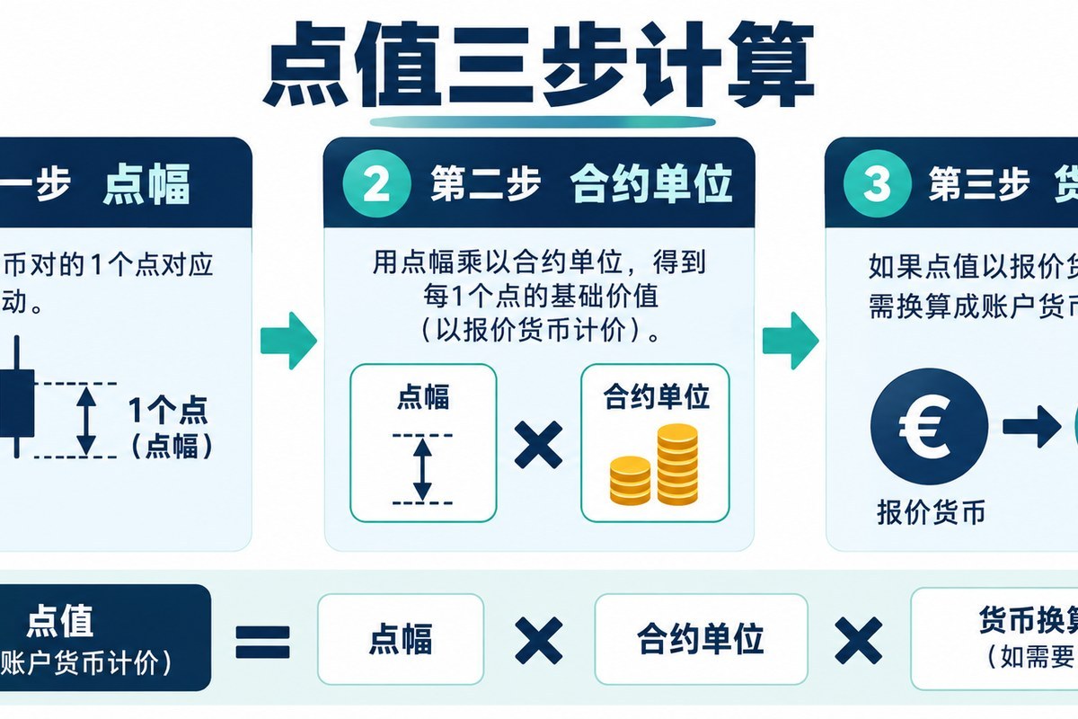 外汇点值三步计算包括点幅合约单位与货币换算